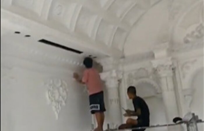Tiến độ thi công hạng mục phào chỉ pu công trình của Hod Group